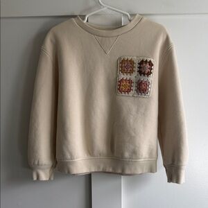 Little Co Lauren Conrad Cream Crewneck Sweatshirt with Crochet Detail 5T